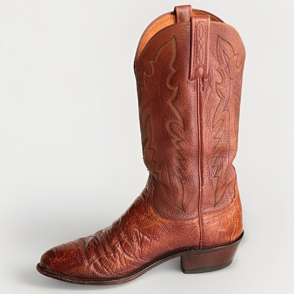 Lucchese 1883 Western Cowboy Boots Mens Brown Ostrich Leg Leather Size 9 Wide main image 10